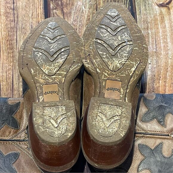 Laredo Porter Men's Tan Leather Western Boots Snip Toe Size 8D - Picture 8 of 9